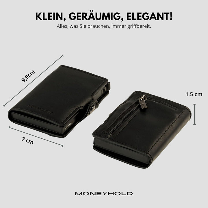 Moneyhold® Slim Wallet - Kartenetui Herren - Mini Geldbörse Herren auch mit Münzfach - Karten Portem