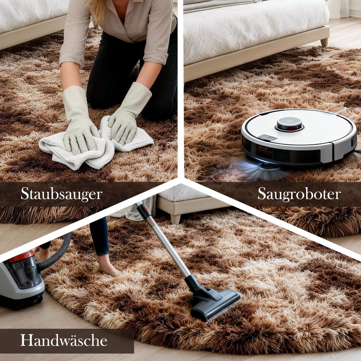 VOFUSHON Teppich Rund Hochflor Teppich Wohnzimmer Teppich Langflor Teppiche für Wohnzimmer flauschig