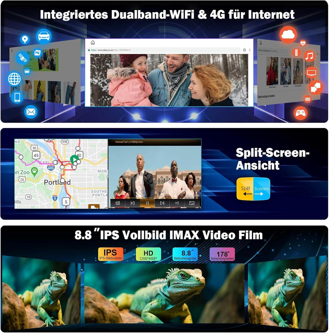 Erisin 8.8 Zoll 8-Kern 4GB RAM+64GB ROM Android 14 Autoradio GPS Navi für Audi A5/S5/RS5 (2009-2016)