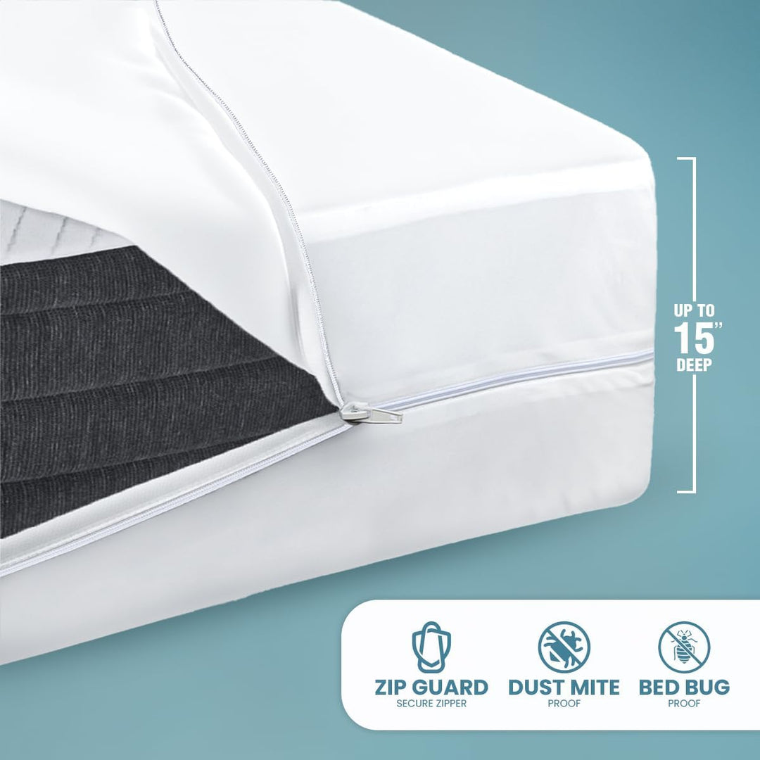 Utopia Bedding Zippered Mattress Encasement - Waterproof Mattress Protector (Queen) 1 Queen, 1 Queen