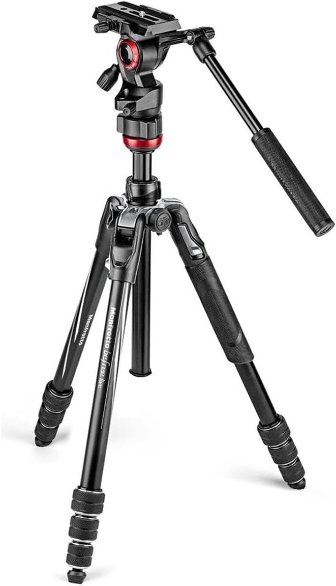 Manfrotto Travel Befree Live Aluminium Stativ Twist, Videokopf, schwarz, kompakt (MVKBFRT-LIVEUS) Be