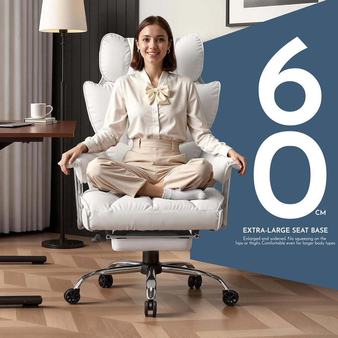 Efomao bürostuhl, PU Leder bürostuhl ergonomisch, Chefsessel mit Lendenwirbelstütze und hoher Rücken