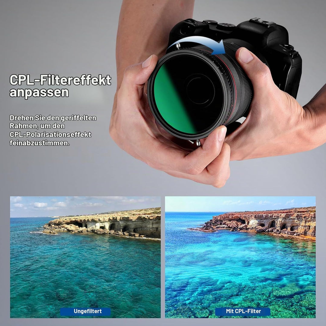 NEEWER 2 in 1 82mm Variable ND Filter ND2-ND32&amp;CPL (Zirkular Polfilter) No X Cross Variabel Graufilt