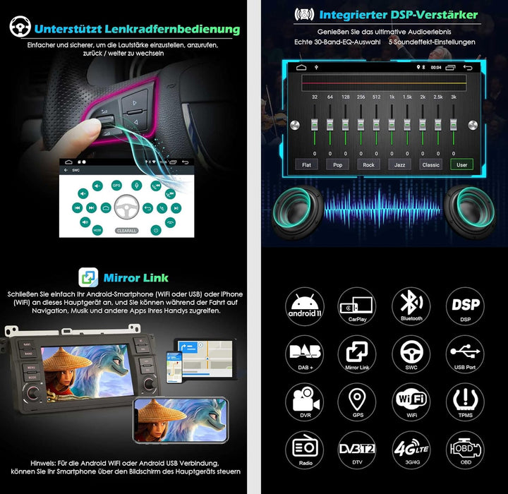 GONFEN Android 11 Autoradio für BMW 3er E46 M3 Rover 75 MG ZT Mit GPS Navi CarPlay Mirro Link Blueto
