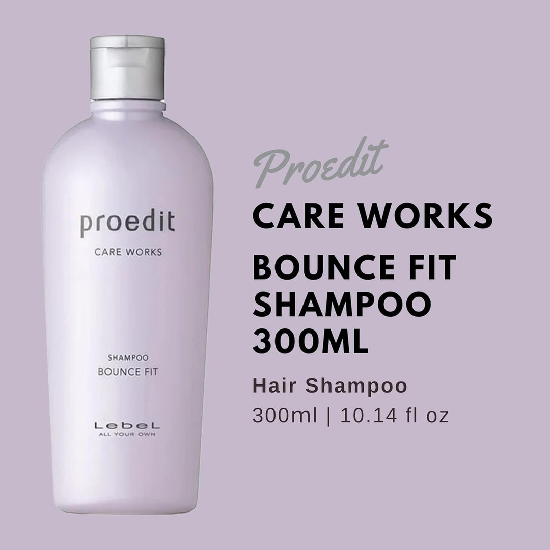 Lebel Proedit Care Works Hair Shampoo Bounce Fit - 300ml (Green Tea Set)