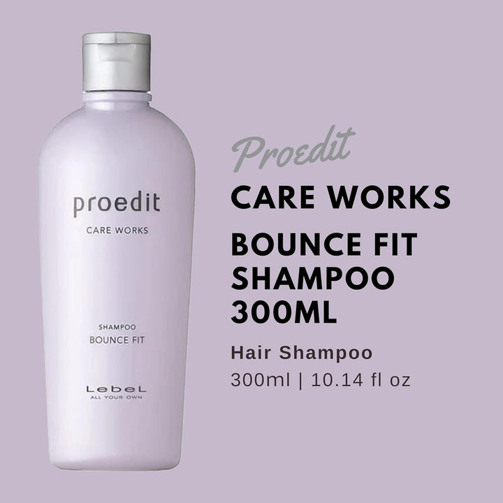 Lebel Proedit Care Works Hair Shampoo Bounce Fit - 300ml (Green Tea Set)