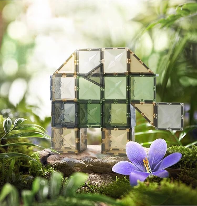 Natur-Magnetbausteine | 100 Teile | Magnetische Bausteine für Kinder ab 3 Jahren | Sensorik Magnetsp