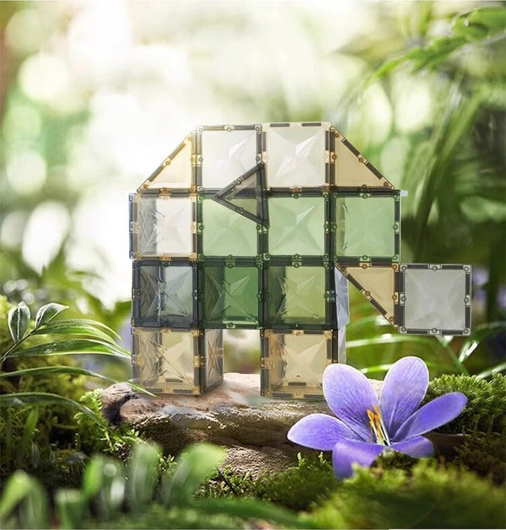 Natur-Magnetbausteine | 100 Teile | Magnetische Bausteine für Kinder ab 3 Jahren | Sensorik Magnetsp