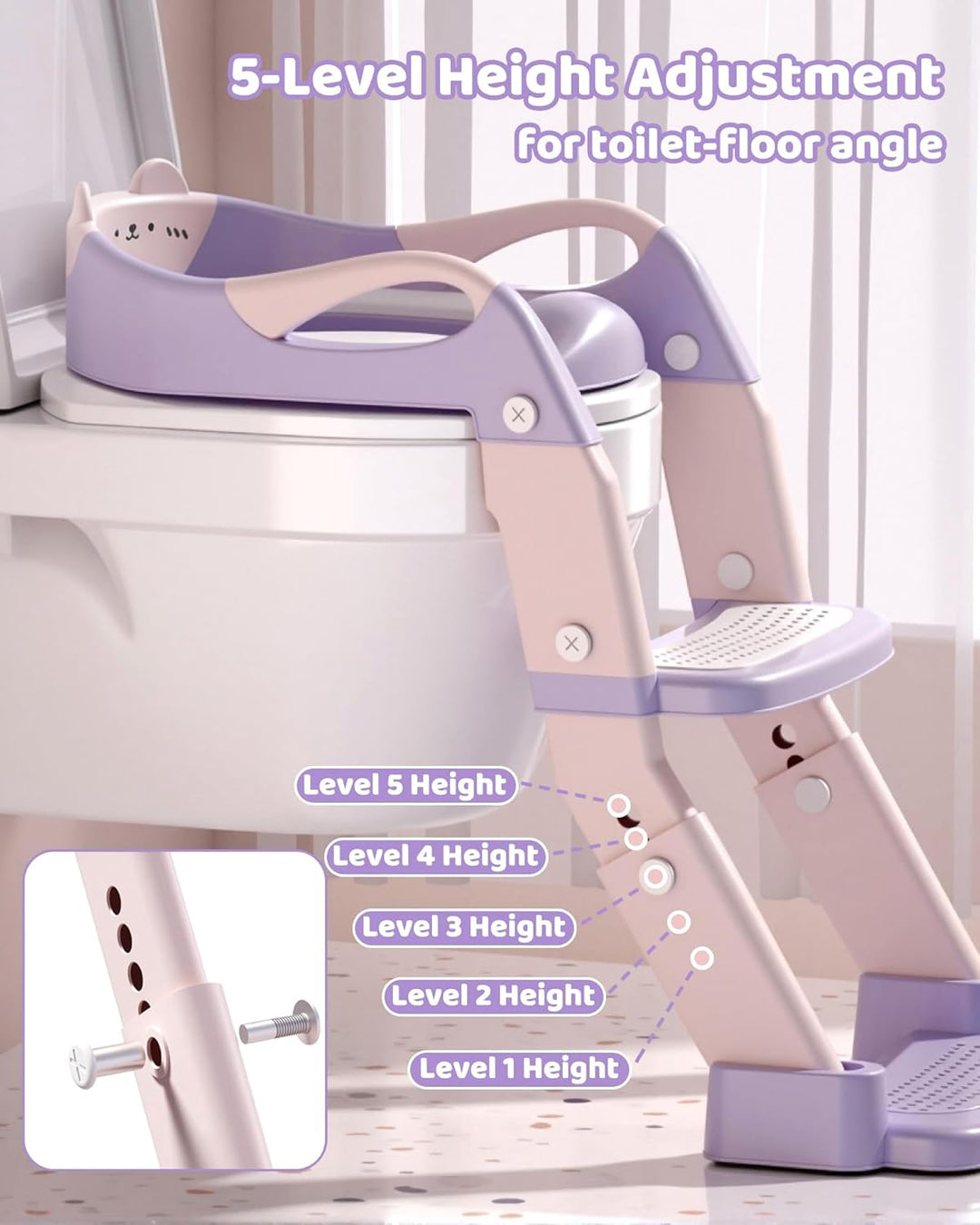 Toilettensitz Kinder mit Treppe, 3 in 1 Klappbarer Toilettenleiter für Kinder, Rutschfest und Wasser