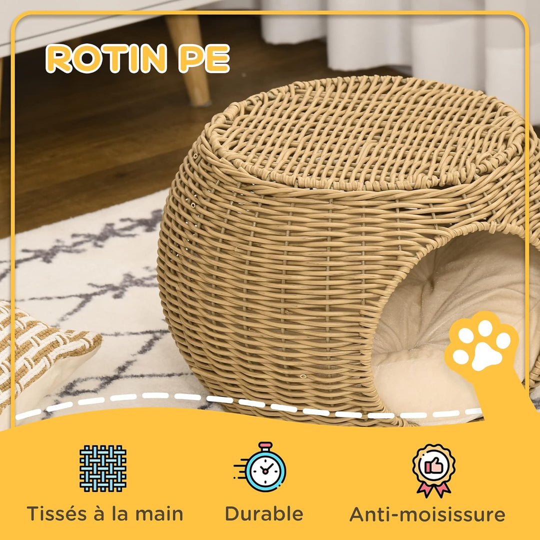 PawHut Katzenhöhle Katzenbett Katzenbett Katzenhöhle Katzenhaus aus Polyrattan Imitation Weiches Kis