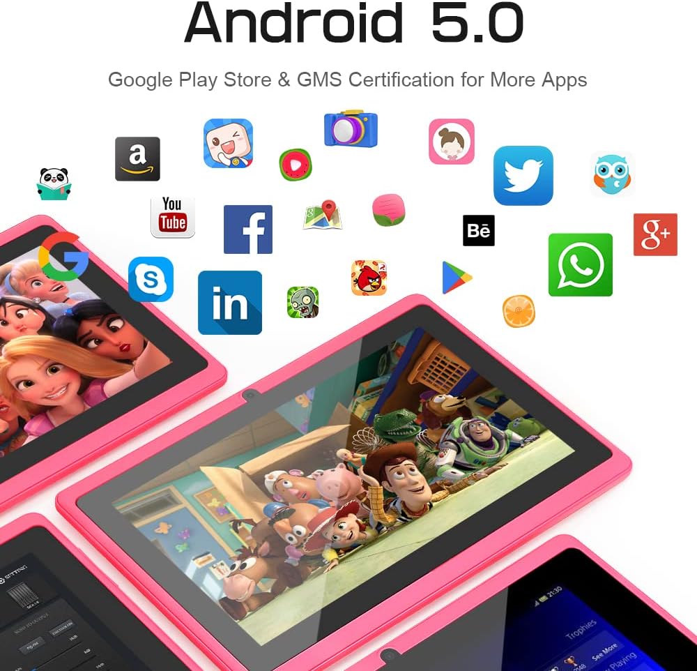 Haehne 7 Zoll Tablet PC, Android 5.0, A33 Quad Core, 1GB RAM 8GB ROM, Dual Kameras, WiFi, Bluetooth,