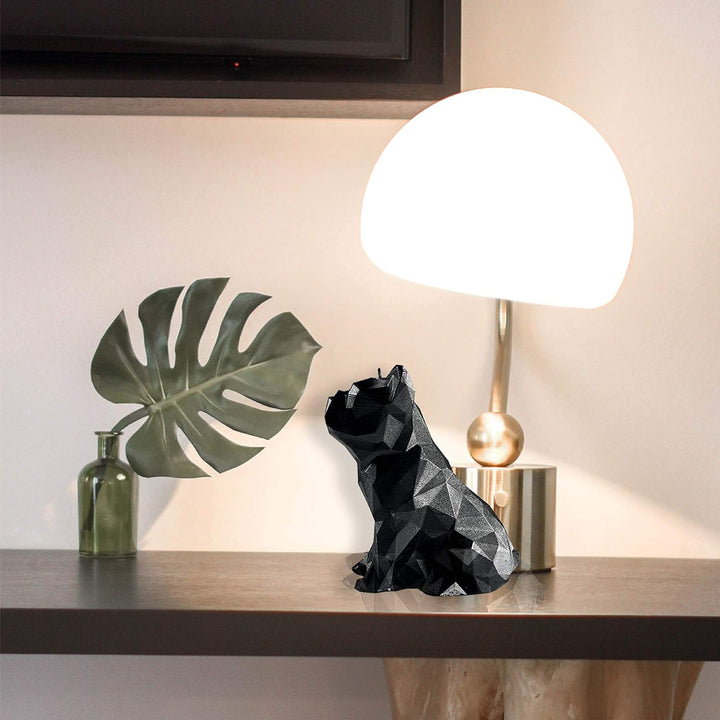 Candellana Kerze Bulldogge Low Poly Schwarz Metallisch | Handgemacht in der EU, 13 x 7,5 x 15 cm, 59