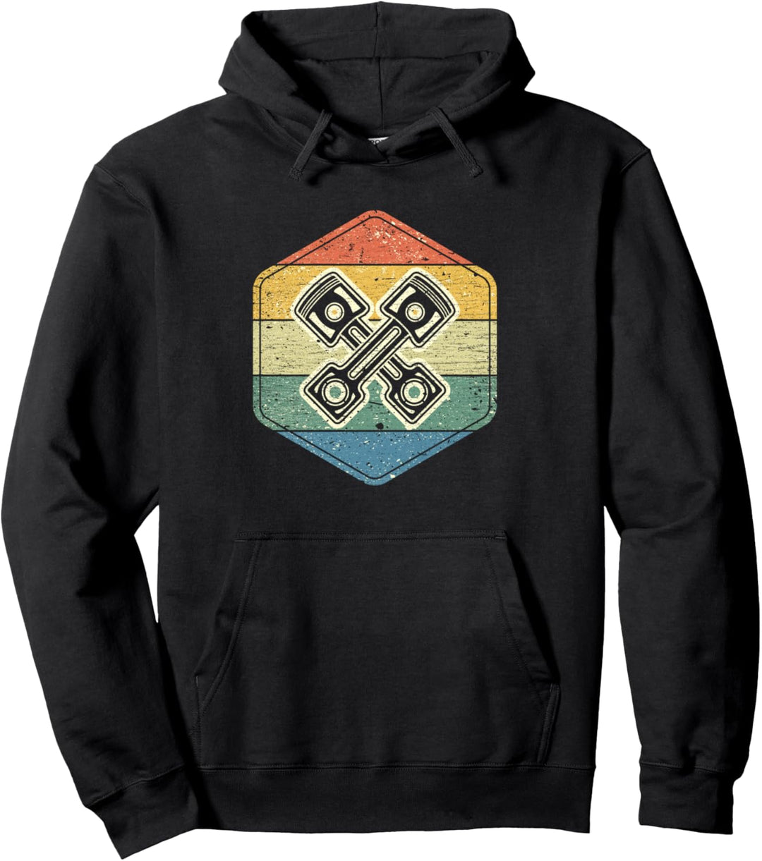 Motor Kolben Symbol Vintage Used-Look für coole Mechaniker Pullover Hoodie