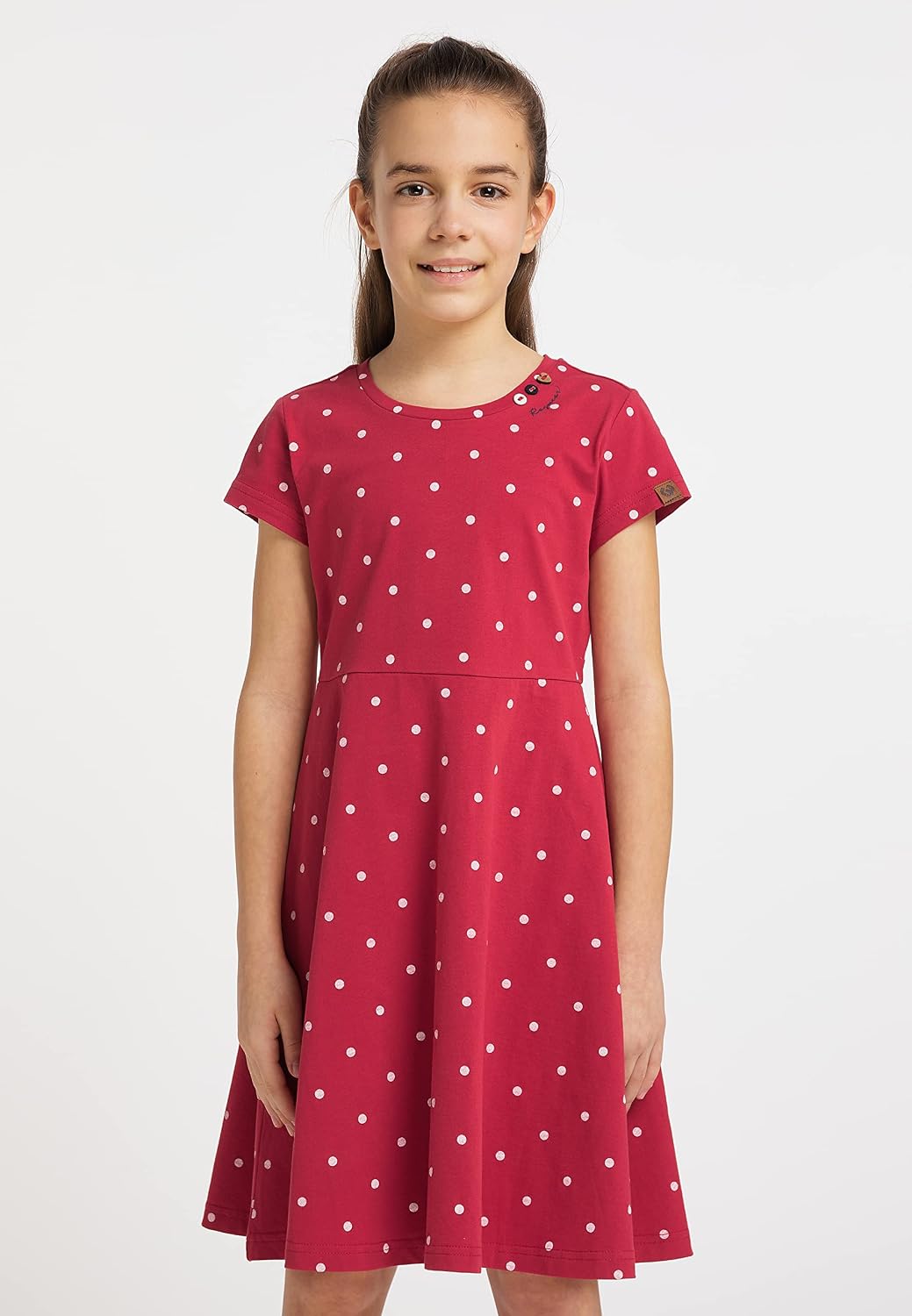 Ragwear Mädchen Kleid GWENDOLINE und GWENDOLINE DOTS Sommerkleid gepunktet und Einfarbig in sommerli
