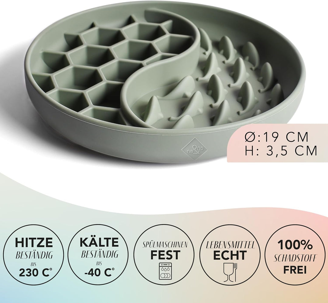 ne&no® Anti Schling Napf für Hunde und Katzen I Slow Feeder I Leckmatte Hund mit grossem Saugnapf I