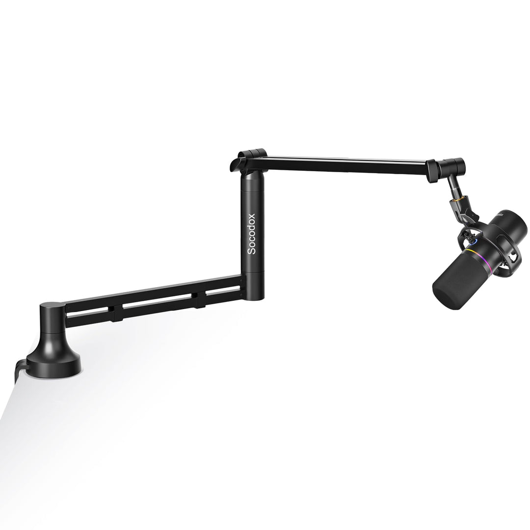 Low Profile Mikrofonarm, Verbesserter Mikrofonständer mit 7 cm Tischklemme, 3/8"- & 5/8"-Adapter, Mi