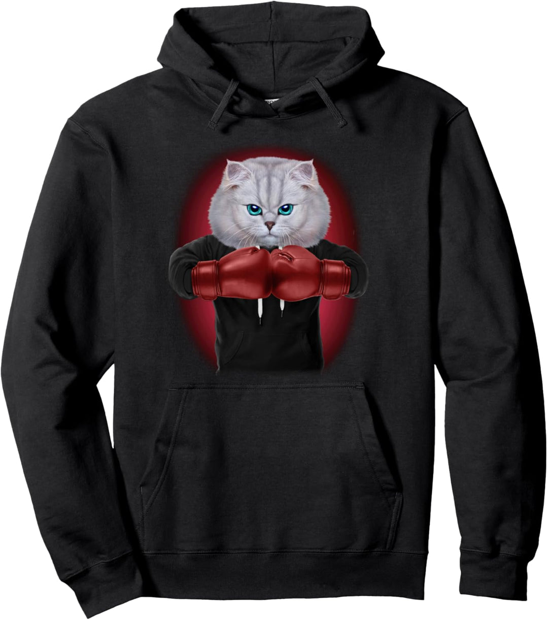 Boxchampion weisser Katzenboxer Pullover Hoodie
