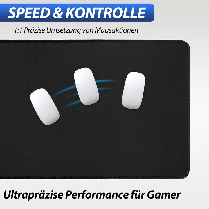 Niviy XXL Gaming Mauspad 900 x 400mm Schwarz XXL Mousepad mit Vernähte Kanten Tischunterlage Grosser