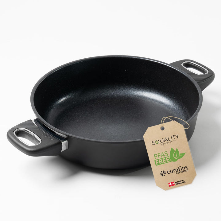 Premium Sauteuse Pfanne 28 cm Doppelgriff – PFAS-freie Antihaft Pfanne aus Dänemark | Ofenfest bis 2