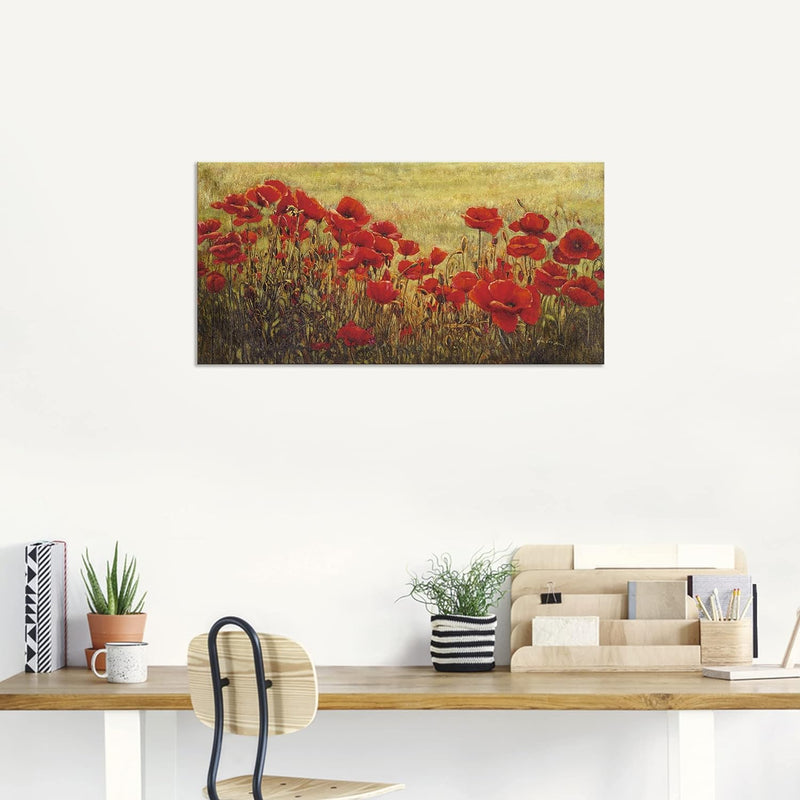 ARTland Wandbild Alu Verbundplatte für Innen & Outdoor Bild 60 x 30 cm Botanik Blumenwiese Mohnblume