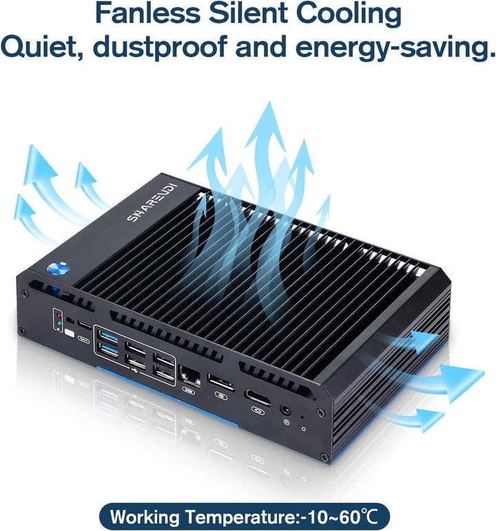 Sharevdi Lüfterloser Router Firewall Appliance Mini PC mit 2X SFP+ 4X Intel i226 LAN Ethernet Intel