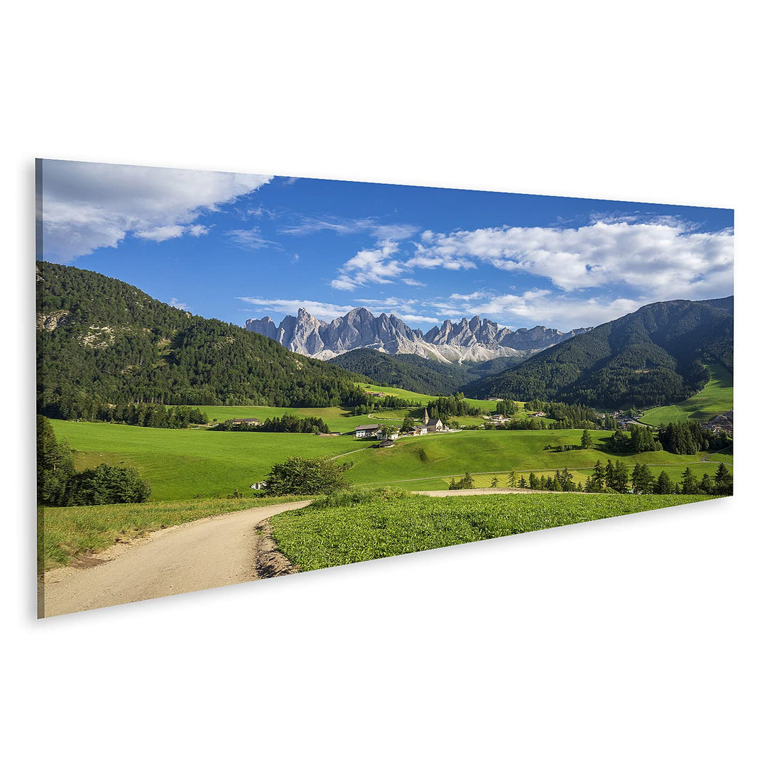 islandburner Bild auf Leinwand Landschaftsbild Dorf Santa Maddalena Südtirol Dolomiten Bilder Wandbi