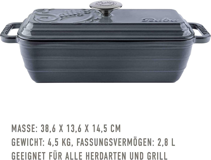 Sallys Gusseisen Brot- Backform Baba (Smokey Grey Majolika), Smokey Grey Majolika