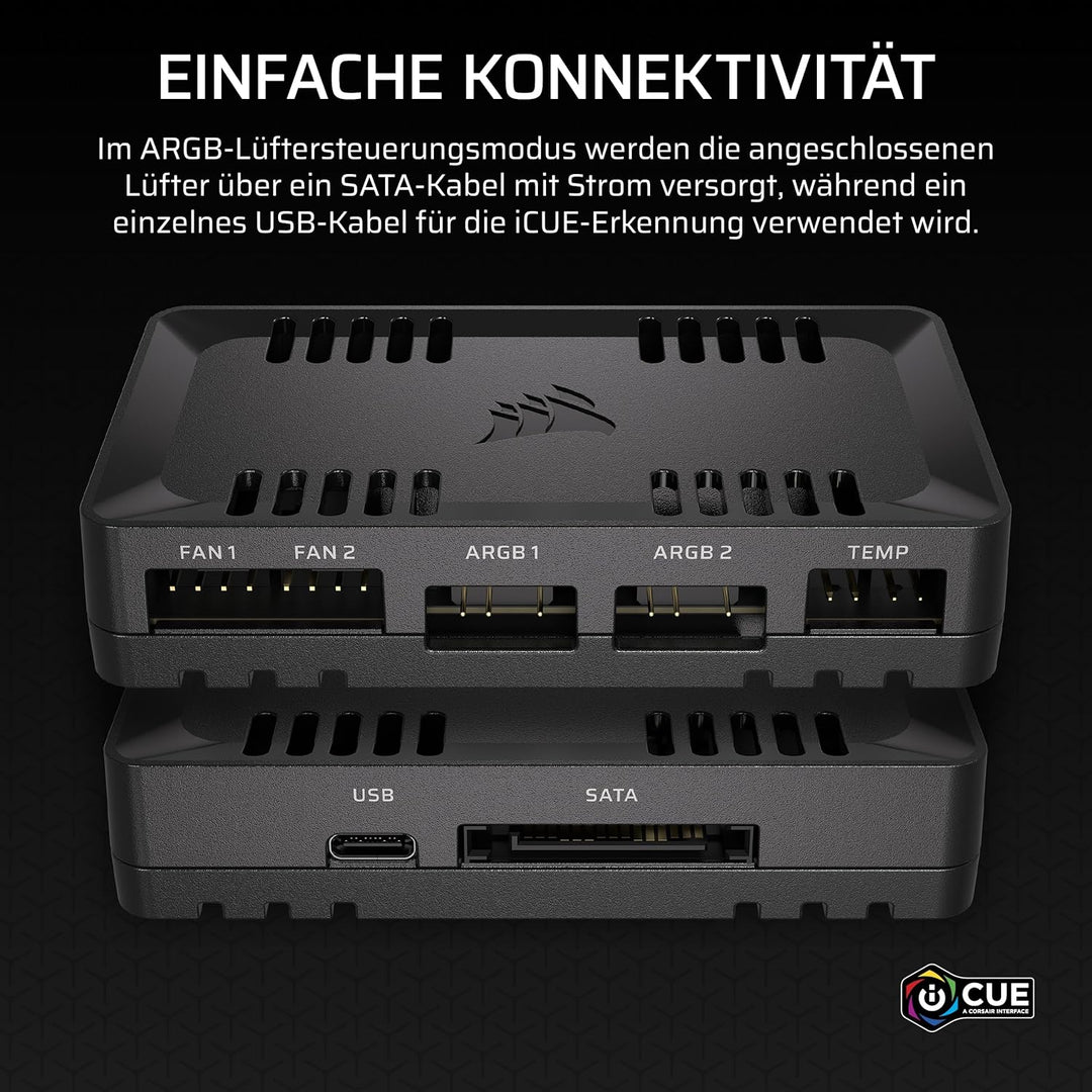 Corsair Commander Duo iCUE LINK RGB Beleuchtungs- und Lüftersteuerung – Steuerung von 12 Verketteten