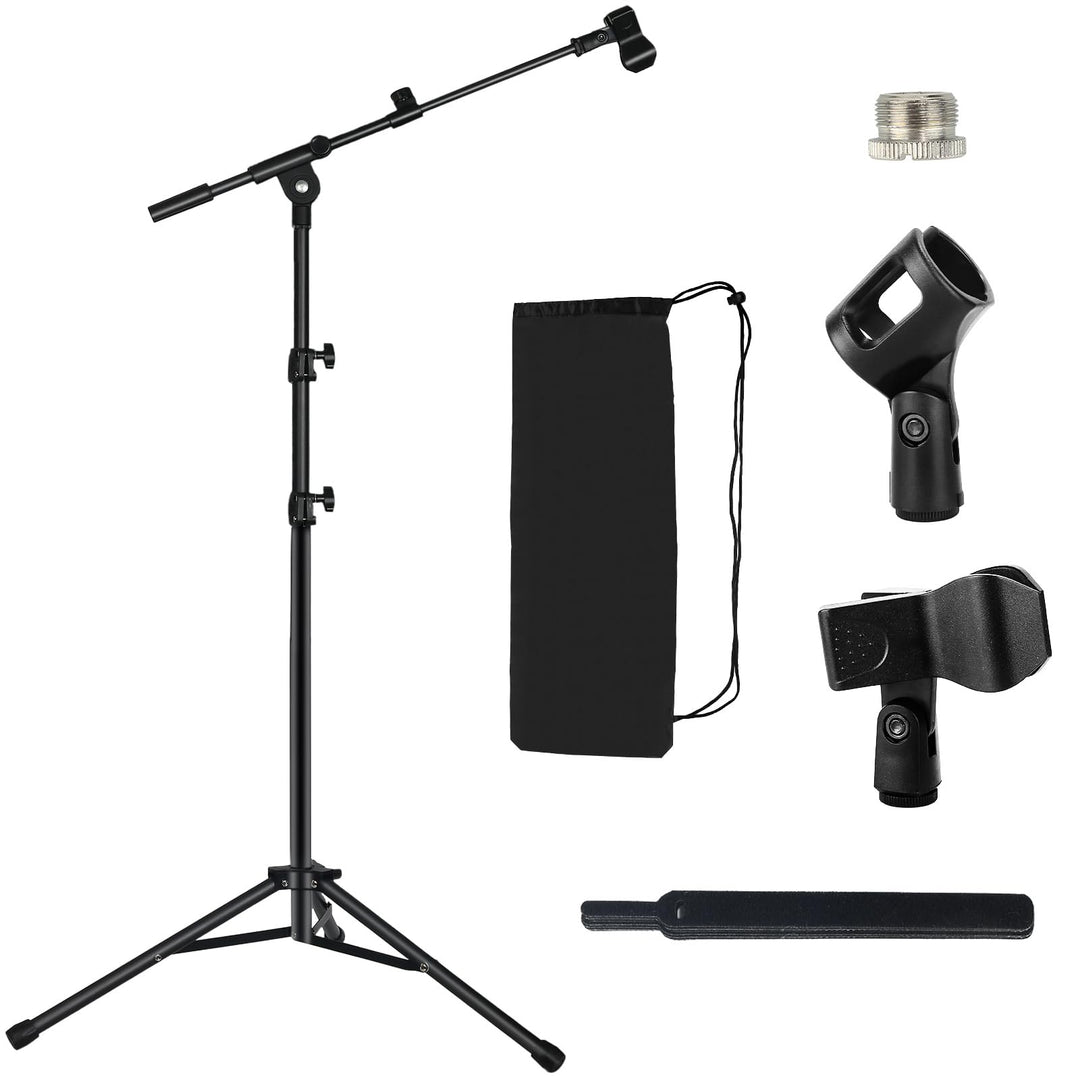 Mikrofonständer Boden Mikrofonstativ für Blue Yeti Samson Q2U Fifine K6 mit Schwenk Arm, Tragetasche