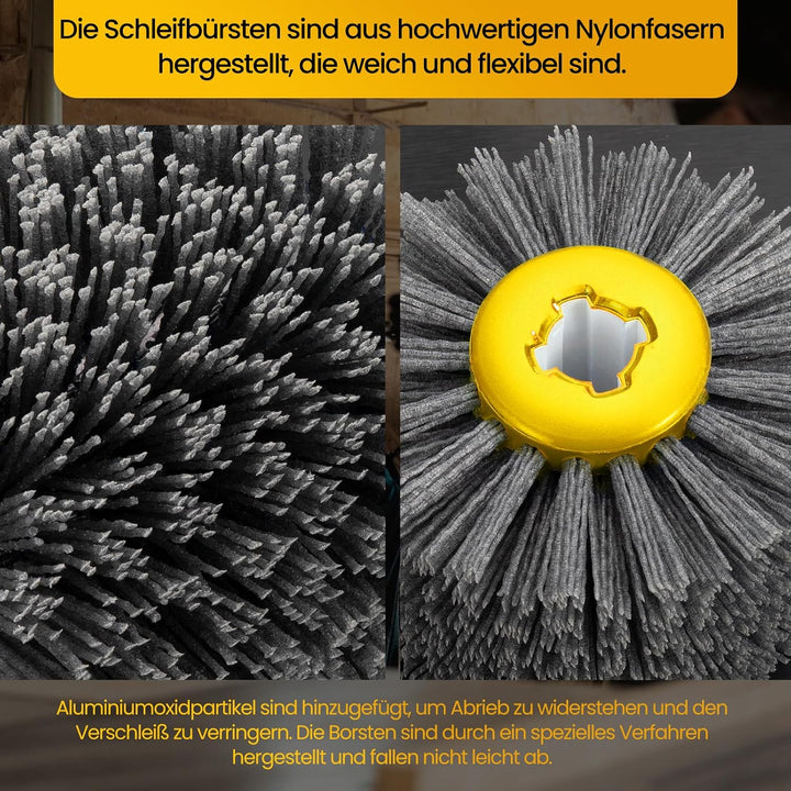 Schleifbürste, Nylonbürste für Winkelschleifer, 80/120 Körnung, 100mm Breite - 120mm Ø, Satinierbürs