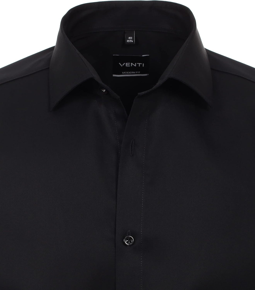 Venti Herren Twill Hemd unifarben extra Langer Arm 72cm Modern Fit 39 Extra Tall Schwarz, 39 Extra T