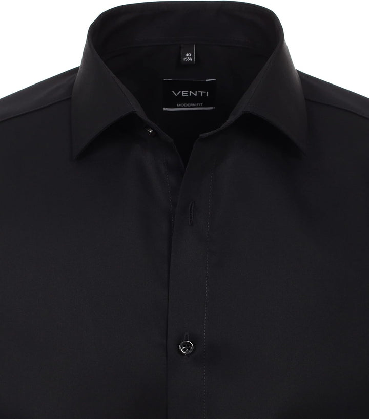 Venti Herren Twill Hemd unifarben extra Langer Arm 72cm Modern Fit 39 Extra Tall Schwarz, 39 Extra T