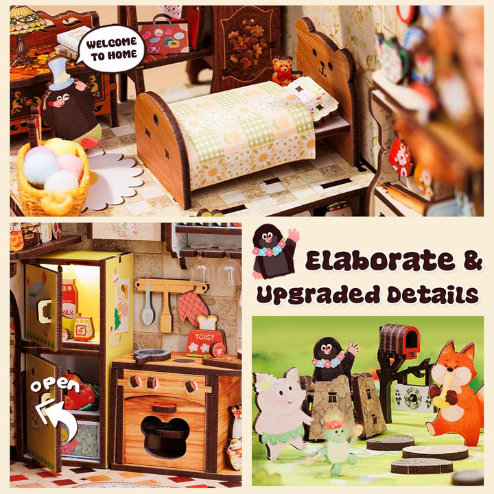 CUTEBEE Book Nook Miniatur Haus Modellierung,DIY Puppenhäuser Miniatur Haus Kit mit Dust Cover,Bookn