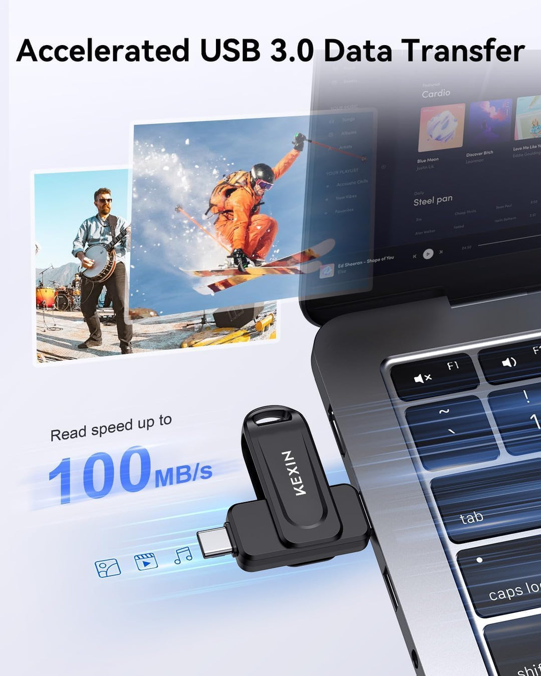 KEXIN USB C Stick 32GB USB 3.0 OTG 3er Pack, bis zu 100 MB/s, Dual-USB Type-C &amp; USB-A Anschlüsse, Sp