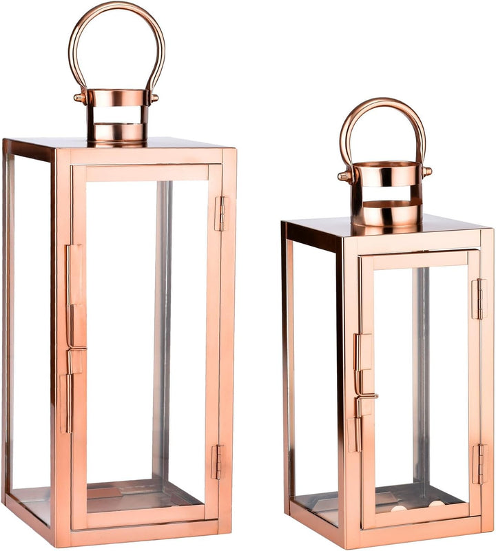 Marrakesch 2er Set Gartenlaterne Laterne 39cm &amp; 27,5cm | Laternen für Draussen Marra Kupfer modern a
