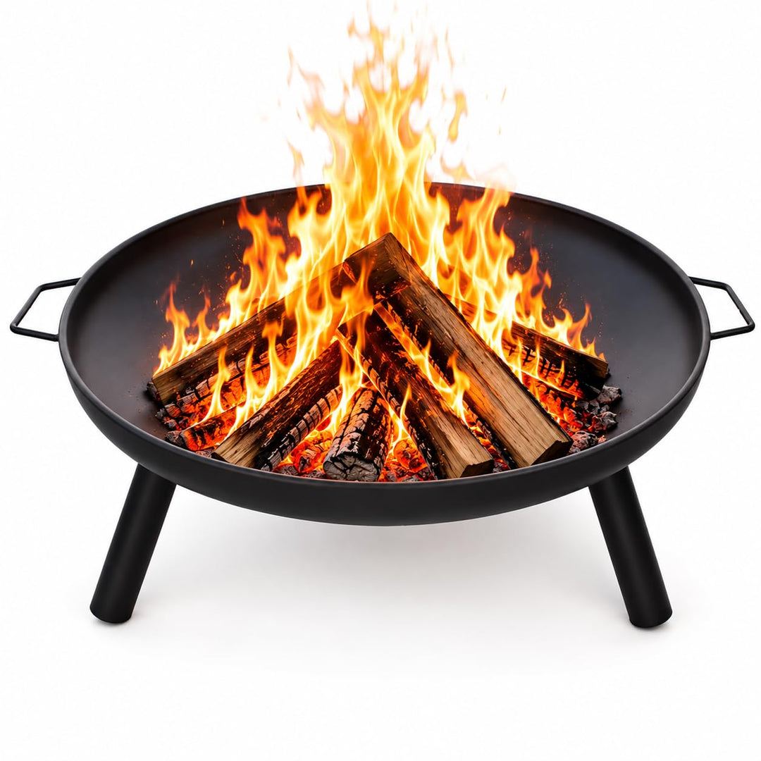 Feuerschale Feuerstelle Ø 60 cm für Lagerfeuer im Garten oder auf der Terrasse mit 2 Tragegriffen au