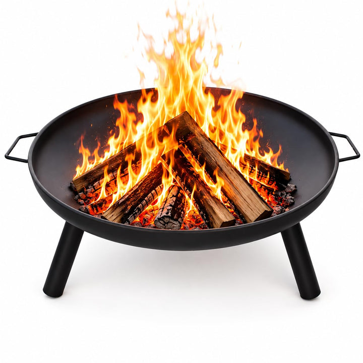 Feuerschale Feuerstelle Ø 60 cm für Lagerfeuer im Garten oder auf der Terrasse mit 2 Tragegriffen au