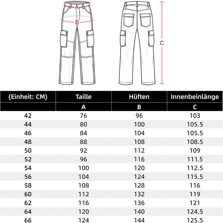 WORK IDEA Arbeitshosen männer, Hose mit multifunktionalen Taschen, Hose mit abnehmbaren Flugtaschen,