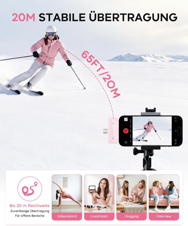 Kabelloses Lavalier-Mikrofon für iPhone, iPad, Android-Handy, Mini-Mikrofon für Videoaufnahmen, TikT
