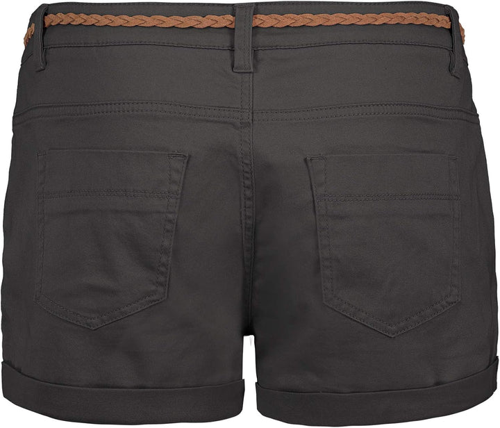 Sublevel Damen Kurze Hose Stretch-Shorts mit Flecht-Gürtel XS Dark-grey, XS Dark-grey
