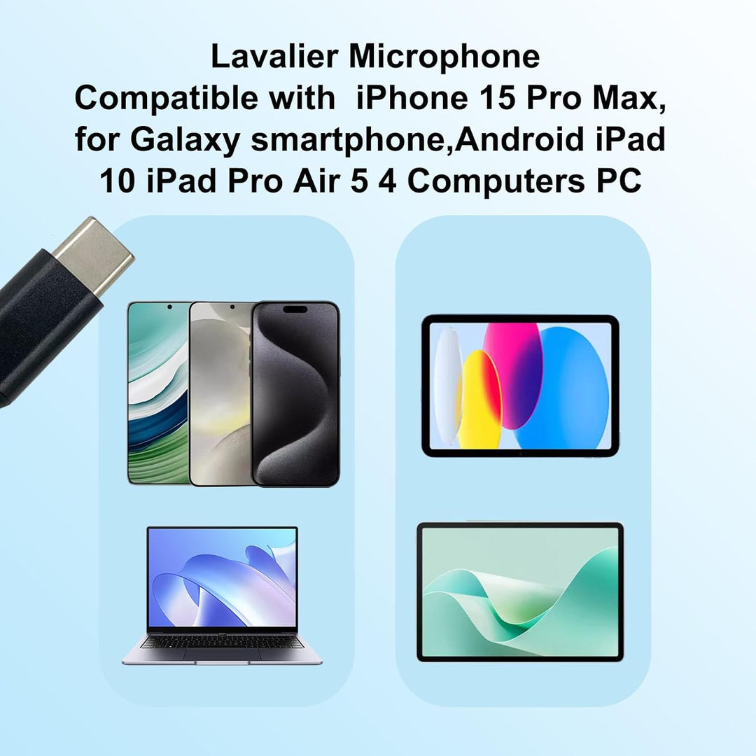 USB-C Lavalier Mikrofon Kompatibel mit iPhone 16/15,für Galaxy S23/S22/S21 Smartphone, Type C Clip O