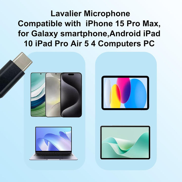 USB-C Lavalier Mikrofon Kompatibel mit iPhone 16/15,für Galaxy S23/S22/S21 Smartphone, Type C Clip O