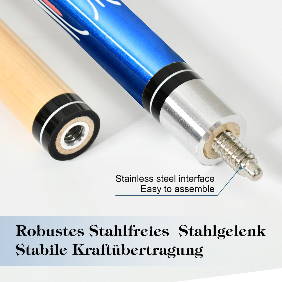 Pool Queue, Billard Queue Satz 2, Pool Queues Pool 58" Queue Stöcke,Billardqueue mit Edelstahl Gelen