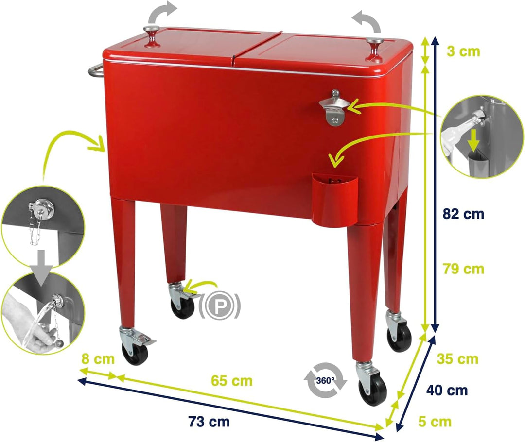 Kailua Cooler - Kühlbox, Kühlwagen, Getränkekühler Rot, Rot