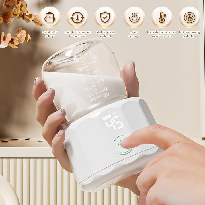 Flaschenwärmer Baby für unterwegs, Tragbarer Babyflaschenwärmer Digitaler Milchwärmer 4 Temperaturst