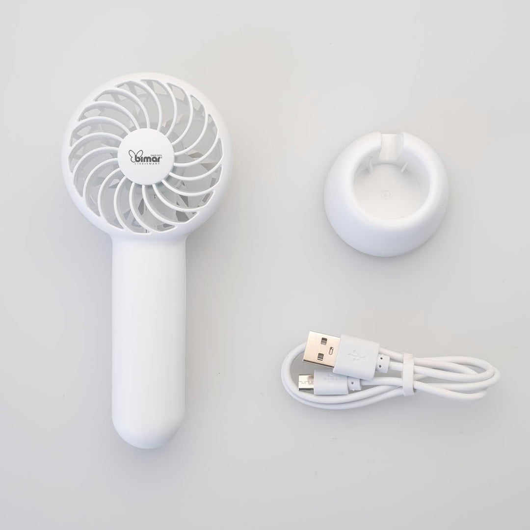 bimar VA50 Mini-Ventilator, tragbar, wiederaufladbar, mit USB-Kabel, Einstellung der Intensität und