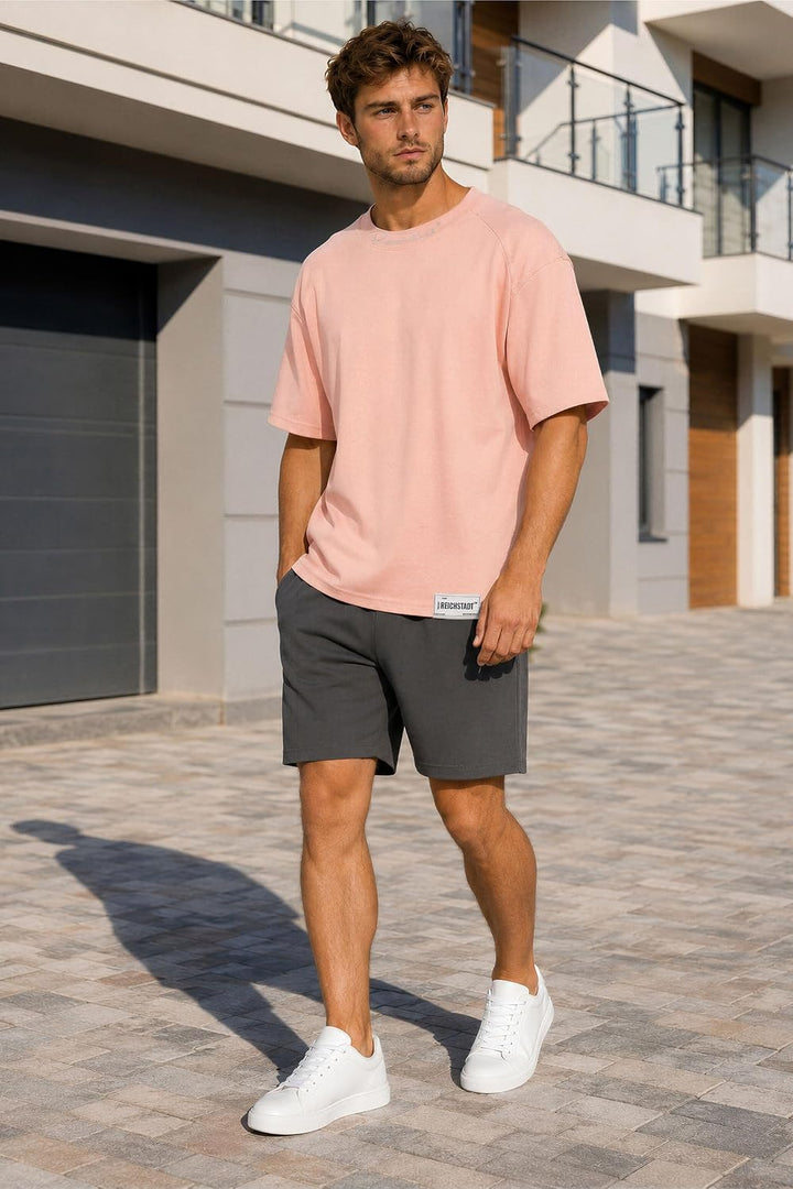 Reichstadt Modernes Oversized T-Shirt für Herren - Stylisches Basic mit Rundhalsausschnitt & Kurzen