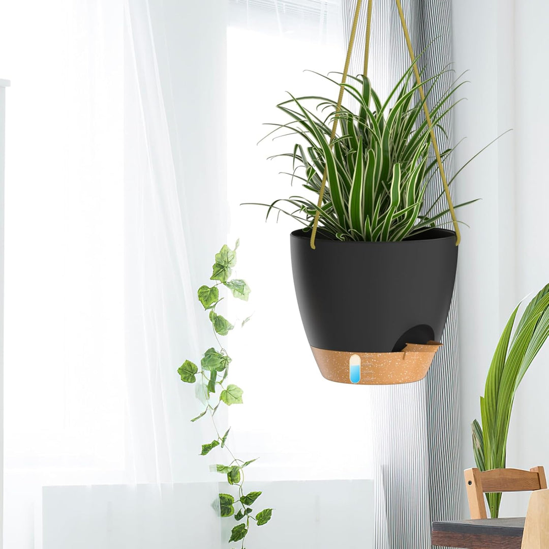 ZMTECH 25 cm Hängeampel mit Bewässerungslippe Selbstbewässerungsampel mit Abflusslöchern und abnehmb
