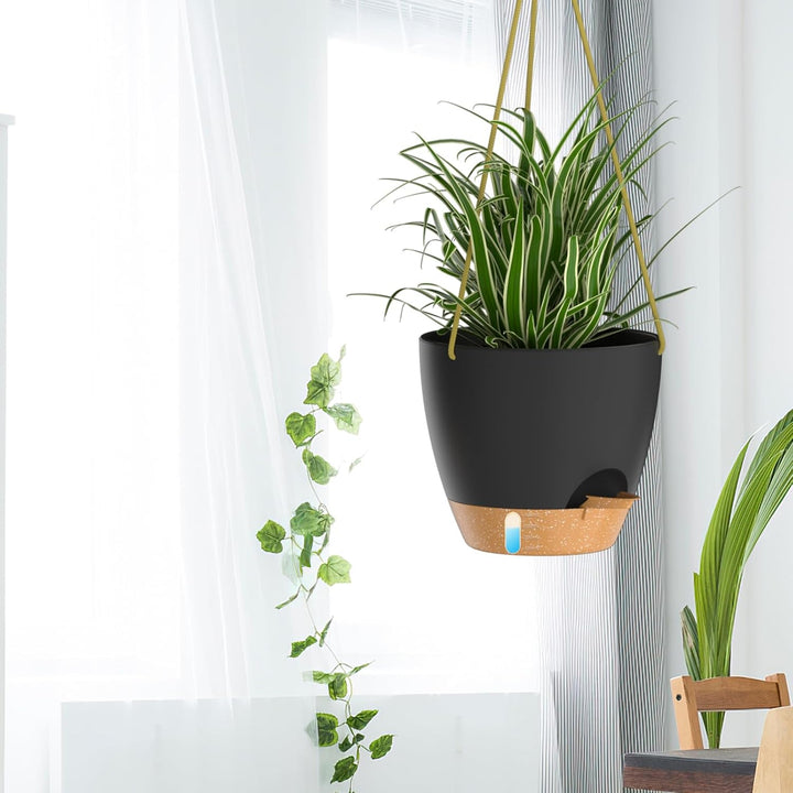ZMTECH 25 cm Hängeampel mit Bewässerungslippe Selbstbewässerungsampel mit Abflusslöchern und abnehmb