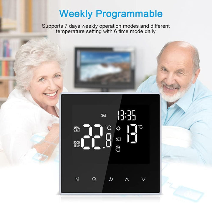 Irishom Smart Thermostat Digitaler Raumthermostat Fussbodenheizung Programmierbar 16A LCD Touchscree